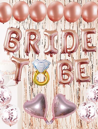  Διακοσμήσεις με μπαλόνι γιορτής bachelorette, νύφη και παράνυμφος, bride to be, ροζ χρυσό. ασημένια μπαλόνια