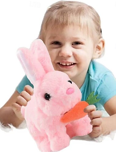  Mein realistisches Häschenspielzeug, interaktives elektronisches Haustierspielzeug. Häschen können hüpfen, laufen und mit den Ohren wackeln. Oster-Plüschhasenspielzeug, Lernspielzeug für Kinder