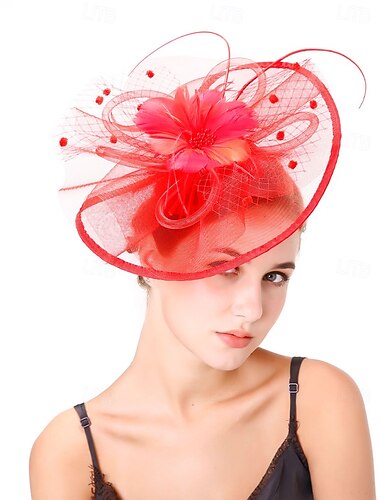  fascinators Organza Lierihattu Naisten lierihattu Veil Hattu Teekutsut Kentucky Derby Hevoskilpailu Naisten päivä cocktail Tyylikäs Vintage Yksinkertainen Kanssa Sulilla MiniSpot Päähine Päähineet