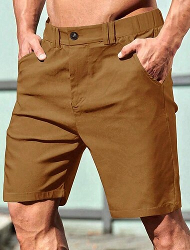  Herren Shorts Schicke Shorts Freizeitshorts Tasche Elastischer Bund Gerader Schnitt Einfach Komfort Weich Knielang Büro Geschäft Täglich Mode Streetwear Schwarz Grün