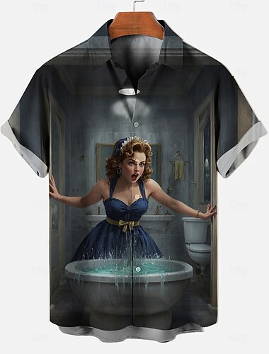  Bluse / Hemd Retro Poster Retro-Mädchen Grafik Für Herren Erwachsene Maskerade 3D-Druck Urlaub Party