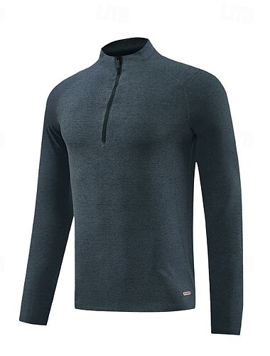  Herren T Shirt T-Shirt Langarmshirt Langarm Stehkragen Frühling & Herbst Einfach Mode Designer Basic Viertel Postleitzahl Urlaub Straße Ausgehen Dunkelgrau Schwarz Hellgrün Top T-Shirt für Herren