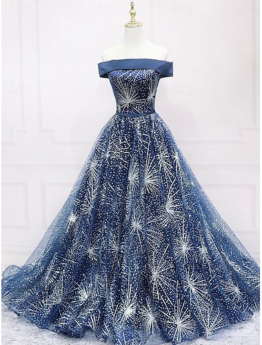  Baljurk A-lijn Quinceanera Jurken Elegante Jurk Bruiloft Bruiloftsgast Vloerlengte Mouwloos Off Shoulder Polyester Rugloos met Plooien Pailletten