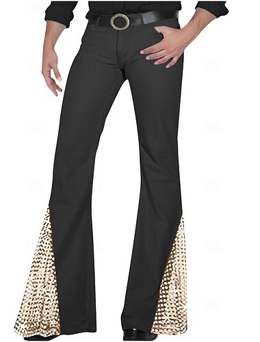  Voor heren Pakken Uitlopende broek Bell Bottom Broek Kostuumbroek Pailletten Lapwerk Zak Effen Comfort Zacht Volledige lengte liiketoiminta Dagelijks Bruiloft Modieus Retro vintage Wit Blozend Roze