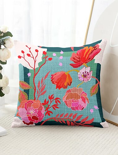  Blumen dekorative Wurfkissenbezüge 1PC Weicher quadratischer Sofakissenbezug Kissenbezug für Schlafzimmer Wohnzimmer Sofa Stuhl