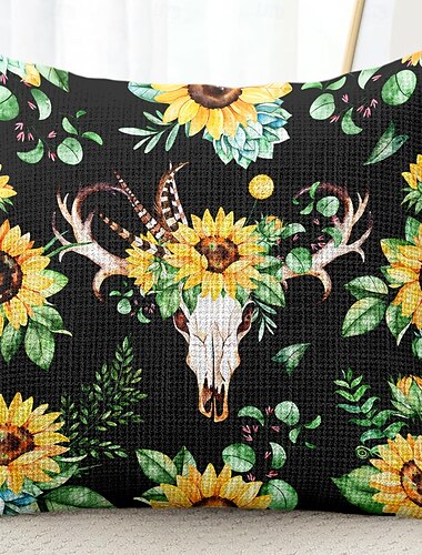  Mandala Bohemian Sonnenblume Dekorativer Kissenbezug 1PC Weicher quadratischer Sofakissenbezug Kissenbezug für Schlafzimmer Wohnzimmer Sofa Stuhl