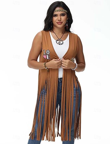  Rétro Vintage Années 1970 Disco Gilet en daim Hippie Disco Frange Femmes Halloween Carnaval Soirée Décontracté Quotidien Défilé de la Fierté Adulte Gilet Printemps & Été