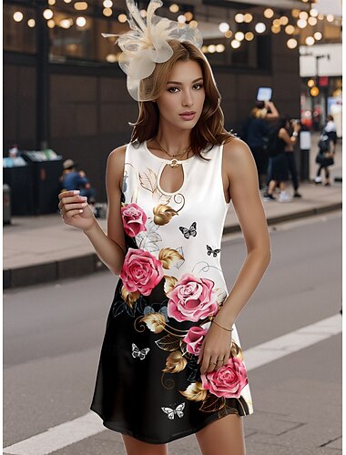  Γυναικείο Φόρεμα Mini Kentucky Derby Φόρεμα T Shirt Φόρεμα Tee Φόρεμα Σαββατοκύριακου Off The Shoulder Φόρεμα Διακοπών Διακοπών Χαλαρό Καθημερινό Κανονικό Fit Ombre Γραφικό Χωρίς Μανίκια Crew Neck