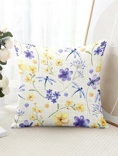  Cojines Decorativos Pastoral Floral Cubierta 1PC Suave Cuadrado Funda de Cojín Sofá para Dormitorio Sala de Estar Silla