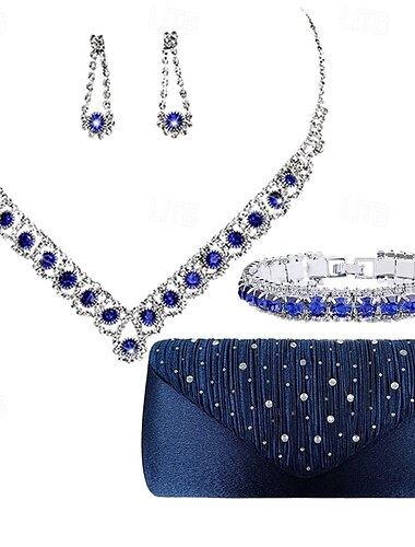  Bruidssieradensets 1 set Legering 1 Ketting 1 Armband Oorbellen Dames Elegant Modieus Gepersonaliseerde Retro Kostbaar Geometrische vorm Sieraden set Voor Bruiloft Bruiloft gast Speciale gelegenheden 