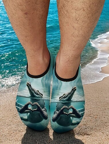  Unisex-Wasserschuhe mit 3D-Alligator-Print – schnelltrocknende Barfuß-Aquasocken für Strand, Schwimmen, Surfen und Outdoor-Aktivitäten