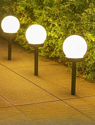  3個のLEDソーラー通路ライト屋外防水ボールライトLED芝生ライトガーデンパークや屋外通路照明ソーラーナイトライトに最適