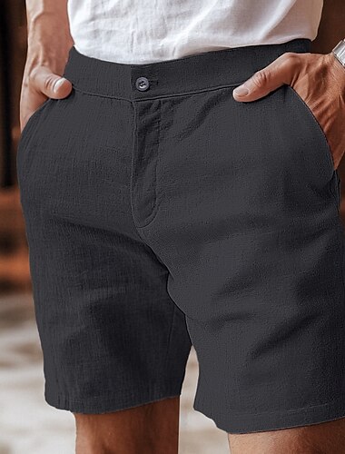  Herren Shorts Schicke Shorts Tasche Gerader Schnitt Einfach Komfort Bügelfrei Knielang Büro Geschäft Täglich Mode Streetwear Rauchgrau Schwarz