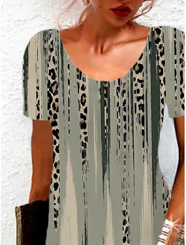  Damen Minikleid Freizeitkleid T-Shirt-Kleid Sommerkleid A Linie Kleid Stilvoll Lässig Ferien Strand Normale Passform Ombre Grafik Kurzarm Rundhalsausschnitt Salbeigrün Sommer Frühling