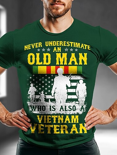  Veteranentag Herren Veteranen T Shirt Kurzarm T-Shirt 3D-Druck Rundhalsausschnitt Hemd Täglich Militär Strasse Täglich Schwarz Blau Grün Sommer Frühling Bekleidung S M L XL XXL XXXL
