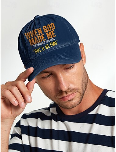 grappige geborduurde honkbalpet voor heren - 'when god made me' verstelbare katoenen dad hat, casual outdoor trucker cap voor sport, reizen en dagelijks gebruik