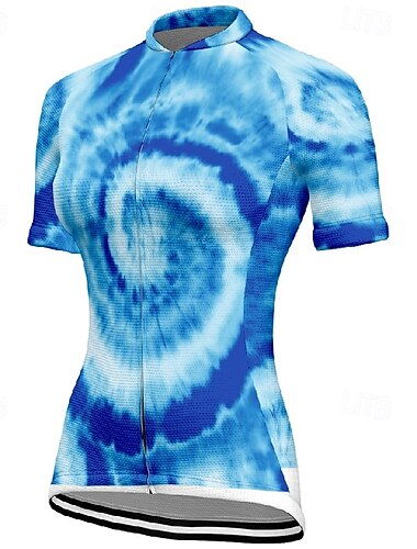  Damen Radtrikot Kurzarm Fahhrad T-Shirt Trikot mit 3 Gesäßtaschen Mountainbike MTB Atmungsaktiv Schnelltrocknend Anatomisches Design Feuchtigkeitsableitend Königsblau Blau Purpur Grafik Sport