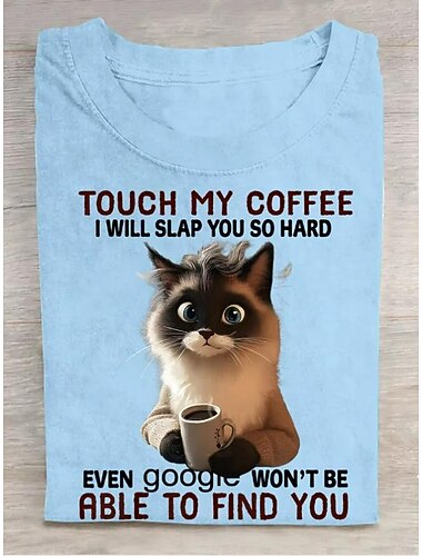  Women's T Shirt Cat Funny Slang T Shirt Graphic Letter Stylish Casual Short Sleeve Round Neck Regular Tops Daily Weekend Print Black White Pink Blue Purple Summer Spring