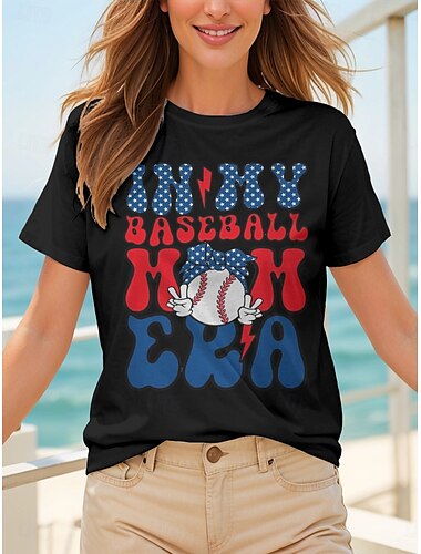  母の日 女性用 Tシャツ コットンシャツ お母さん レタード カジュアル 半袖 ラウンドネック レギュラートップス 日常 プリント ブラック ホワイト 夏