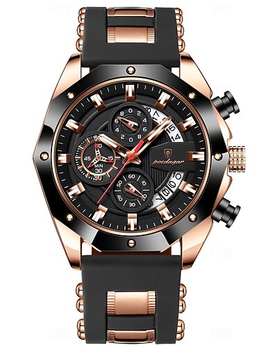  Mode Heren Horloge Waterdicht Luminieuze Chronograaf Datum Mannen Polshorloge Siliconen Band Luxe Sport Heren Quartz Horloges