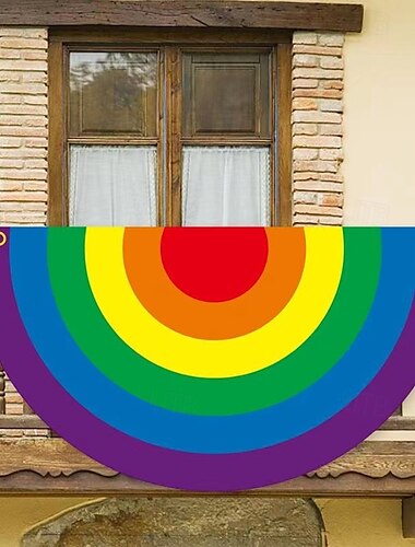  Juni Pride Måned Gay Pride Vimpel Flagg 3x1.5Ft Regnbue Ikke-Pleated Vifte Flagg Banner Polyester Flagg Glad Pride Utendørs Dekorasjon Henge Dekor Regnbue Vimpel