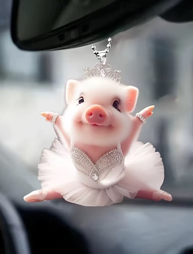  2D Explosion von süßem Schweinchen Auto Interieur Acryl Charm Anhänger Schlüsselanhänger süßer Schlüsselanhänger süßes Autozubehör Autodekoration