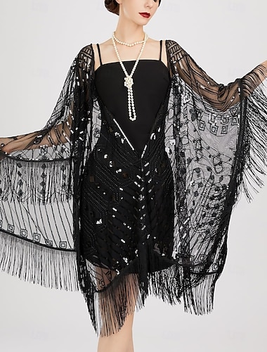  Retro vintage Roaring jaren '20 Jaren 1920 sjaal wrap Omslagdoeken The Great Gatsby Flapper Girl Pailletten Kwastje Dames Carnaval Bruiloft Avond Feest Maskerade Volwassenen Sjaal