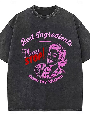  T-shirt T-shirt surdimensionné délavé à l'acide Affiche rétro Fille rétro Graphique Pour Couple Homme Femmes Adulte Mascarade Gaufrage à chaud Décontracté Quotidien
