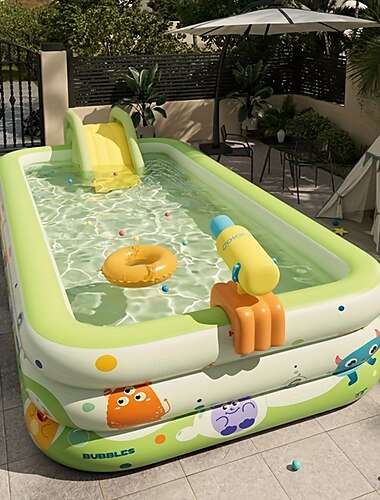  Aufblasbarer 3/4-lagiger Swimmingpool mit Monstermuster – Familiengröße, dickes PVC-Material, einfache Lagerung &Transport, perfekt für Wasserspaß im Freien, Sommerpartys und Unterhaltung im Garten,