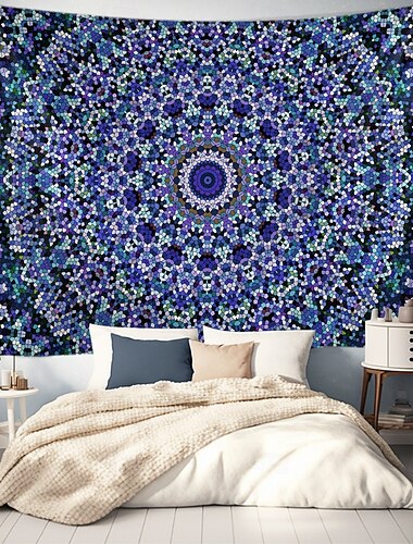  Mandala Bohemian hängender Wandteppich Wandkunst großer Wandteppich Wanddekoration Fotohintergrund Decke Vorhänge Wohnraum Schlafzimmer Wohnzimmer Dekoration Blau