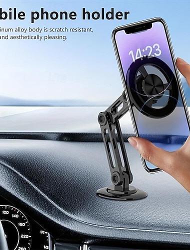  aluminiumslegering magnetisk bilmobiltelefonholder universal anti-shake teleskopisk sammenleggbar mobiltelefonholder nano sterkt lim 360 roterbar justerbar navigasjonsholder