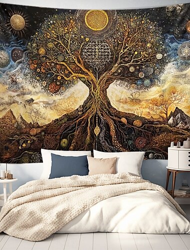 Baum des Lebens hängender Wandteppich Wandkunst großer Wandteppich Mural Deko Fotohintergrund Decke Vorhang Haus Schlafzimmer Wohnzimmer Dekoration