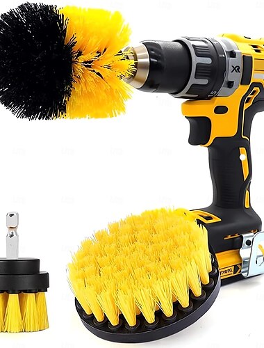  3-teiliges Set mit Elektro-Scheuerbürsten, Bohrbürsten-Set, 2/3,5/4 Zoll, runde Reinigungsbürste aus Kunststoff für Teppiche, Glas, Autoreifen, Nylonbürsten