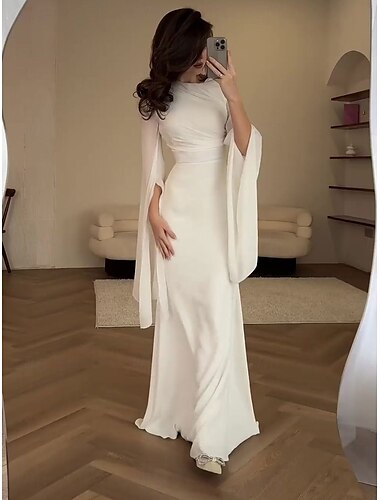  Τρομπέτα / Γοργόνα Φορέματα Quinceanera Κομψό Φόρεμα Επίσημο Γάμου Μακρύ Μακρυμάνικο Στρογγυλή Ψηλή Λαιμόκοψη Βελούδο με Πιασίματα 2025