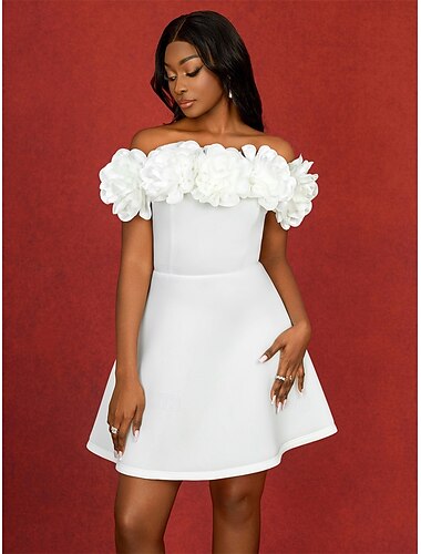  Hochzeitskleider A-Linie Schulterfrei Ärmellos Kurz / Mini Satin Brautkleider Mit Einfarbig 2025