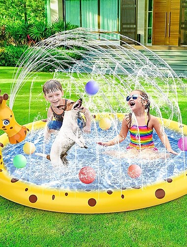  68-дюймовый уличный водный игровой коврик с разноцветным дизайном в виде морской жизни, прочный ПВХ-брызговик с функцией разбрызгивания, нескользящий &надувной, идеально подходит для газона и сада,