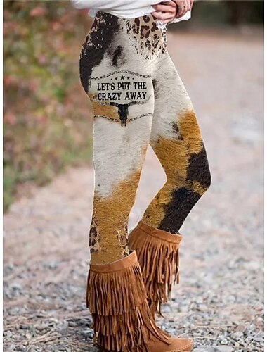  Damen Leggings Hosen Urlaub Vintage Fashion Vollständig Hohe Taille Grafik Streifen Druck Atmungsaktiv Weich Dehnbar Urlaub Lässig Alltaglich Grau Schwarz Braun Sommer Frühling Regulär geschnitten