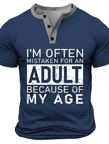  Футболка с короткими рукавами для мужчин с юмористическим графическим принтом - 'Меня часто принимают за взрослого из-за моего возраста'