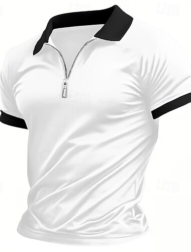 Ανδρικά Zip Polo Πουκάμισο γκολφ Causal Αργίες Πέτο Τρίμηνο φερμουάρ Κοντομάνικο Μοντέρνα Βασικό Σκέτο Τρίμηνο φερμουάρ Καλοκαίρι Όλες οι εποχές Κανονικό Μαύρο Λευκό Μπορντώ Σκούρο Κόκκινο Zip Polo