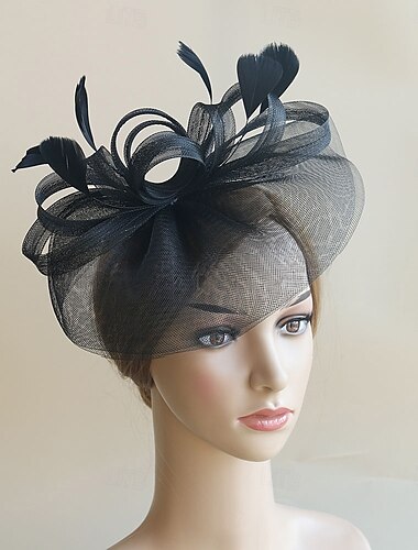  Kopfschmuck Feder Netz Fedora-Hut Hochzeit Abendgesellschaft Teegesellschaft Pferderennen Cocktail Vintage Niedlich Mit Feder Kopfschmuck Kopfbedeckung