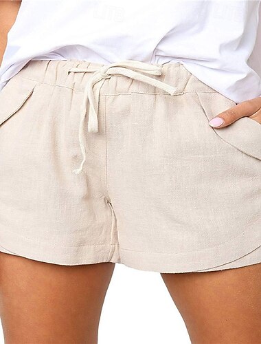  Damen Shorts Baggy-Hosen Chinos Mode Streetwear Basic Kurz Hohe Taille Einheitlich Tasche Elastischer Bund Bequem Weich Angenehm Mikrofaser Outdoor Straße Schwarz Khaki Hellblau Grau Sommer