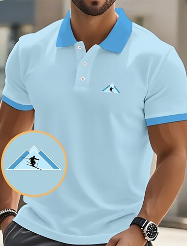  Herren Grafik Polo Kurzarm Polo-Shirts Hemden mit Kragen Lässig Schule Outdoor Alltagskleidung 3D-Druck Sommer Frühling Herbst Rosa Blau Braun