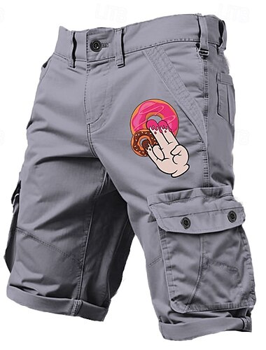  Herren Grafik Lustig Donuts Cargo-Shorts Arbeitsshorts Mittlere Taille Klassisch Taktisch Outdoor Campen und Wandern Mehrere Taschen Designer Bekleidung