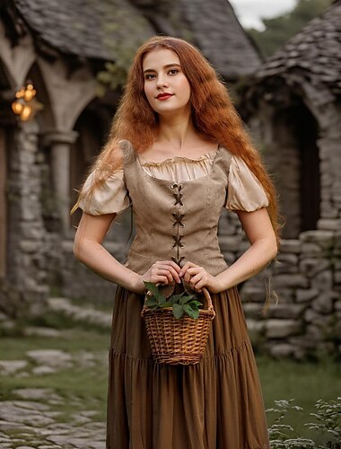  Rétro Vintage Médiéval Renaissance Gilet en daim Ren Faire Pirate Viking Ranger Femmes Celtique Pirate Fantaisie Halloween Carnaval Mascarade LARP Adulte Haut Toutes saisons