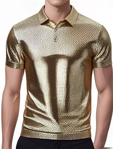  Rétro Vintage Années 1980 T-shirt T-shirt POLO Disco Latex brillant verni Métallique Homme Halloween Carnaval Défilé de la Fierté Mois des Fiertés Adulte T-shirt Été