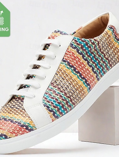  baskets tissées multicolores pour hommes – chaussures décontractées à lacets en tricot de nylon tendance pour un usage quotidien et en voyage