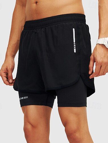  Herr Joggingshorts sportbyxor Utomhus Normal Snabb tork Lättvikt Andningsfunktion Shorts Elastisk midja 2 i 1 Mörkgrå Svart Camping / vandring Jakt Klättring S M L XL