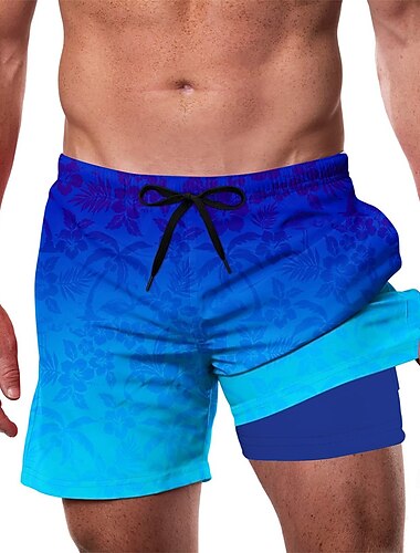 Herren Kokospalme Tropische Pflanzen Gefütterte Shorts 2 in 1 Badeshorts Badeshorts Mittlere Taille Hawaiianisch Urlaub Strandbekleidung Seitentaschen Mit Kompressionsfutter Elastischer Kordelzug in