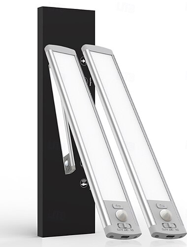  אורות מתחת לארון 40 led נטענת באמצעות סוללה תאורת חיישן תנועה פנימית 25 ס"מ מגנטית ניתנות לעמעום אורות ארון אלחוטיים מתחת לפנסי דלפק.
