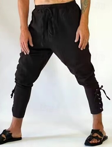  Rétro Vintage Médiéval Renaissance Pantalons de pirate Ren Faire Pirate Viking Ranger Couleur Unie Homme Pirate Fantaisie Halloween Carnaval Performance LARP Foire de la Renaissance Adulte Pantalon